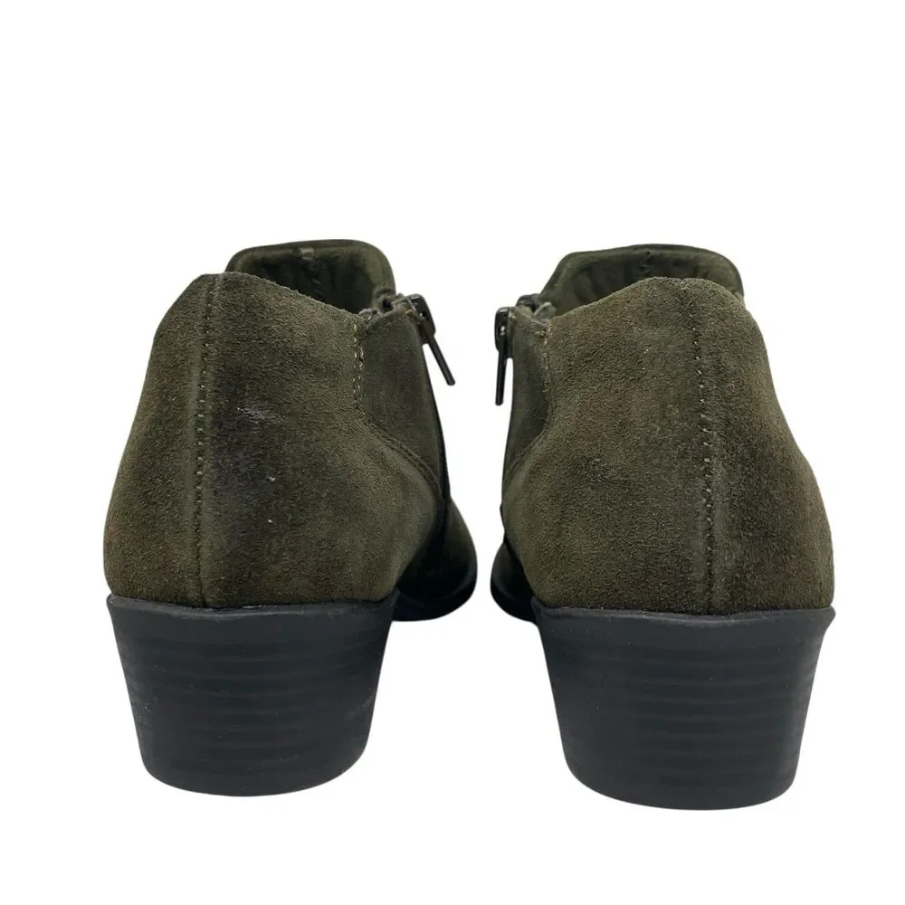 Earth Origins‎ Grreen Suede Zip Comfort Low Heel Christine Ankle Boots
